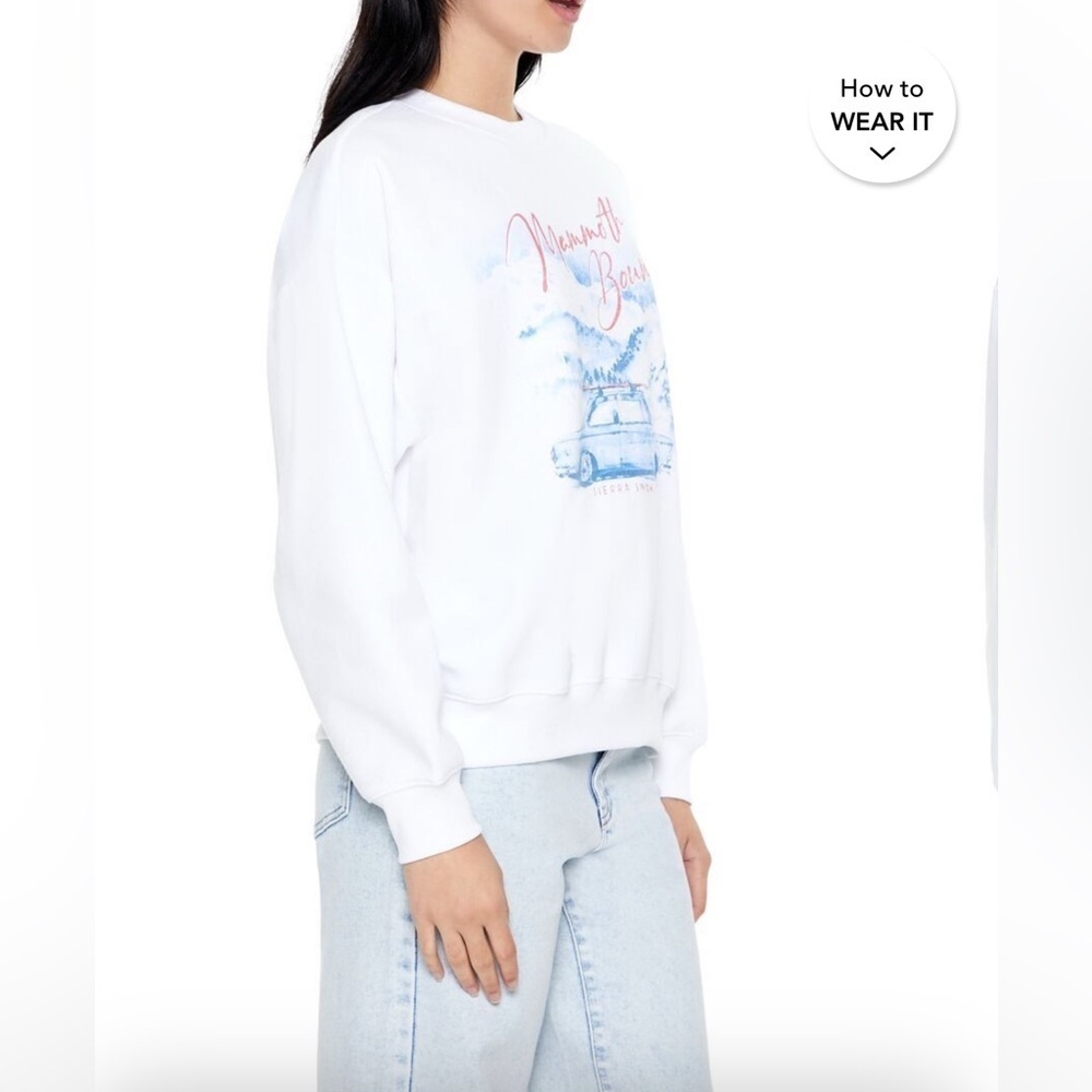 NWT California Graphic Pullover Crewneck Sweatshirt White Mammoth Bound Apres - Picture 2 of 5